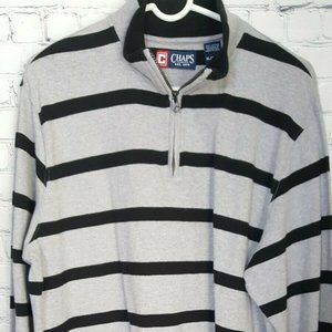 Chap's Men's Sweater XL Knit Quarter Zip Striped
